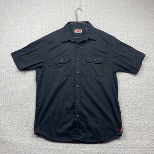Wrangler Mens Black Short Sleeve Button Up Work Shirt Utility Pockets Size M